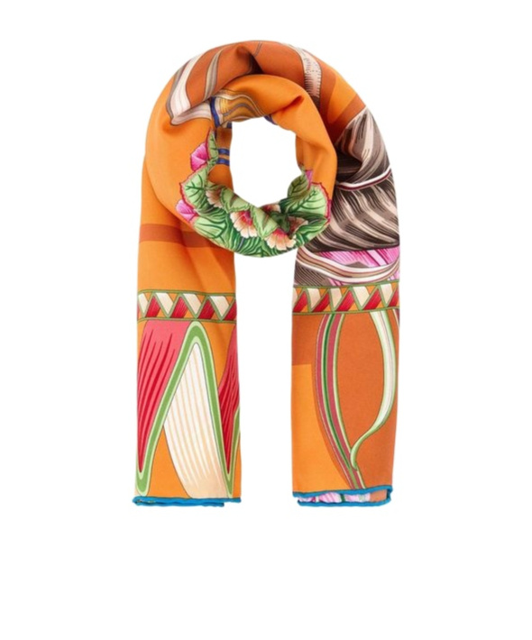 Ferragamo Silk Foulard With Floral Butterfly Print In Orange
