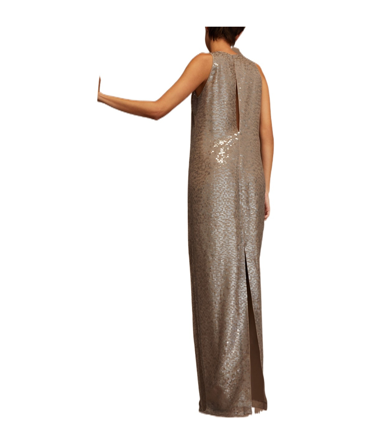 Brunello Cucinelli Sequinned Silk Column Maxi Dress In Beige
