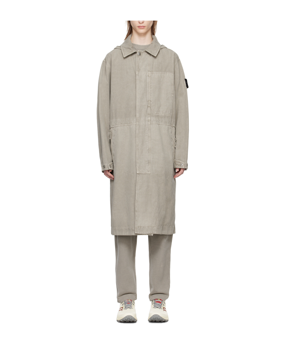 Stone Island Gray Patch Coat In Gray