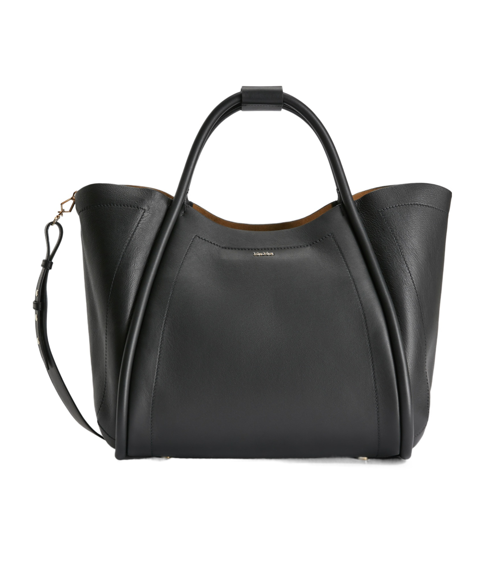 Max Mara Medium Leather Marine Bag In Black