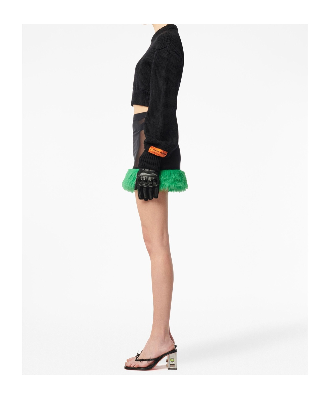 Heron Preston Faux-fur Straight Skirt In Black