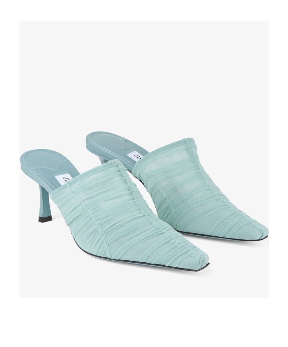 Jimmy Choo Lotta 65 Ruched Tulle Mules In Blue