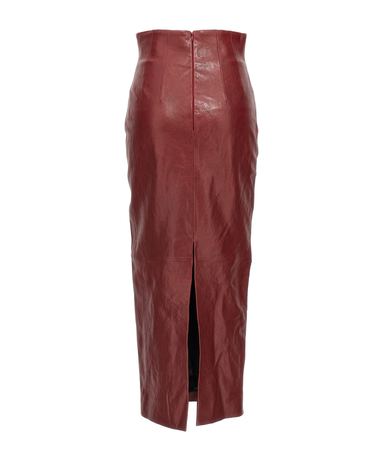 Khaite Womens Oxblood Loxley High-rise Leather Midi Pencil Skirt In Red