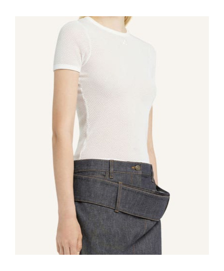 Shop Courrèges Mesh T-shirt In White