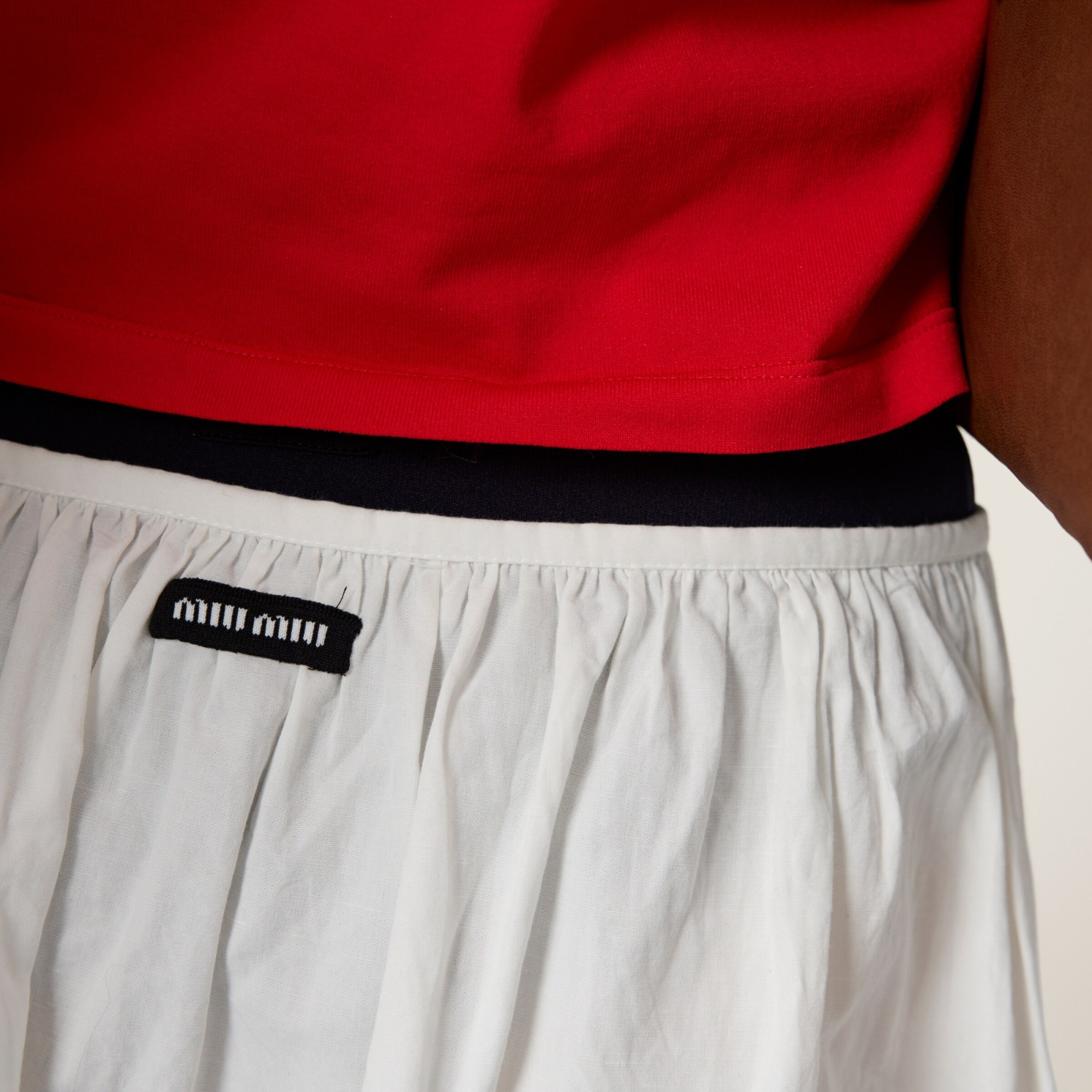 Miu Miu Cotton-linen Midi Skirt In White