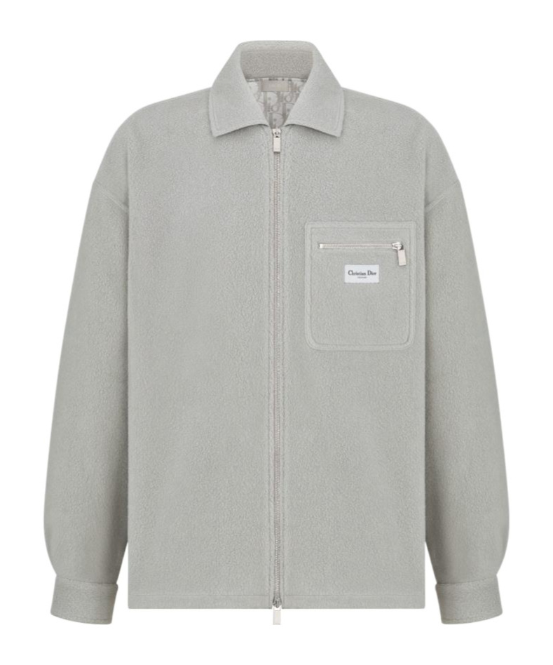 Dior Zippered Wool Casual Jacket In Gray