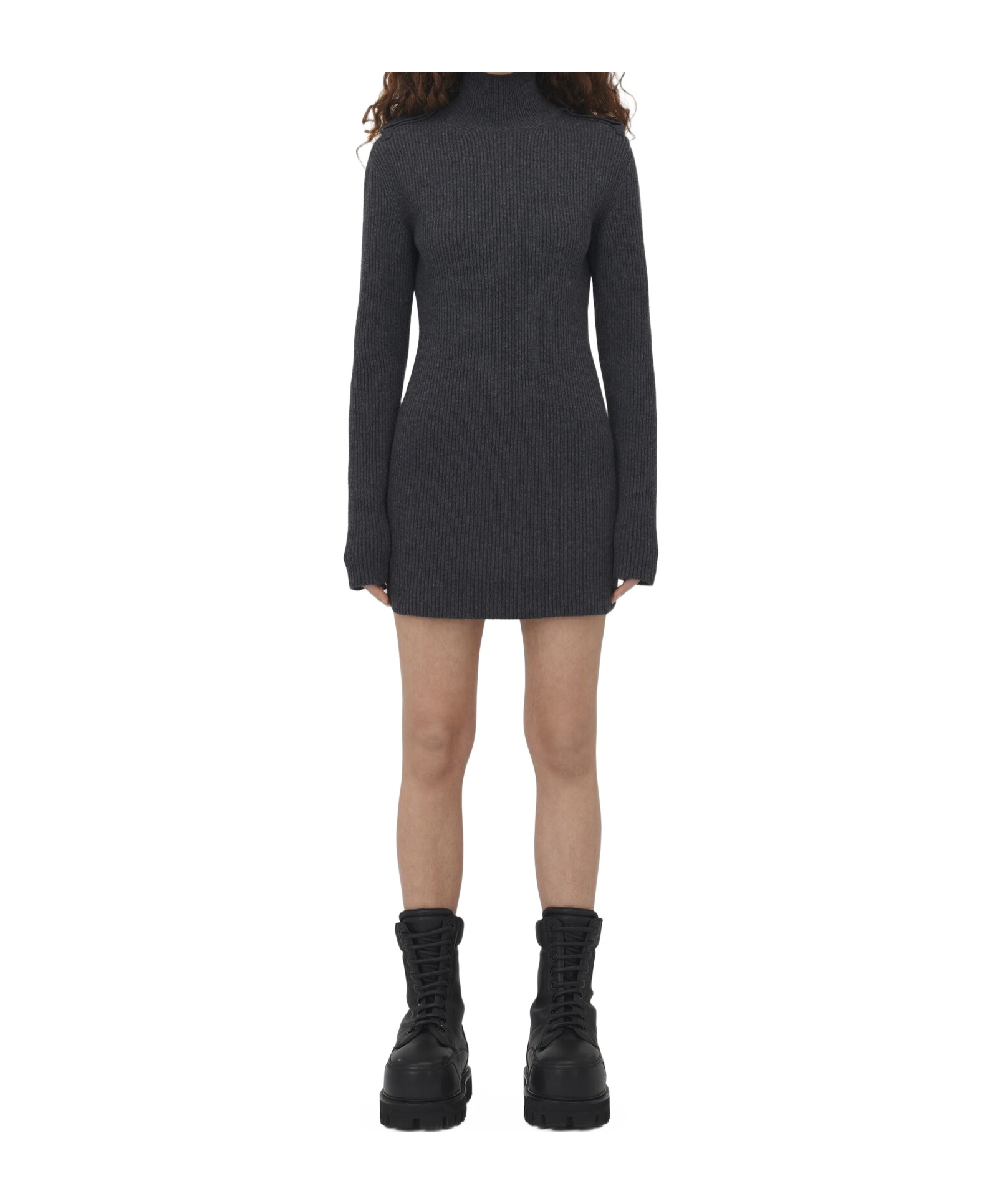 Alexander Mcqueen Rib Knitted Mini Dress In Black