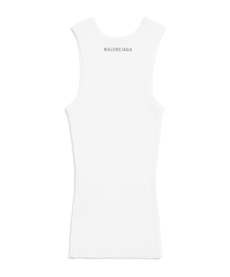 Balenciaga Tank Top In White Classic Knit Wool In White