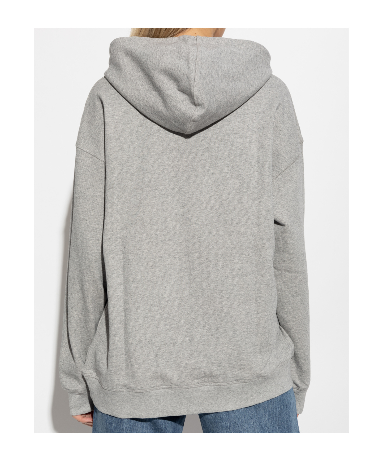 Ganni Bear Print Hooded Sweatshirt In Gray