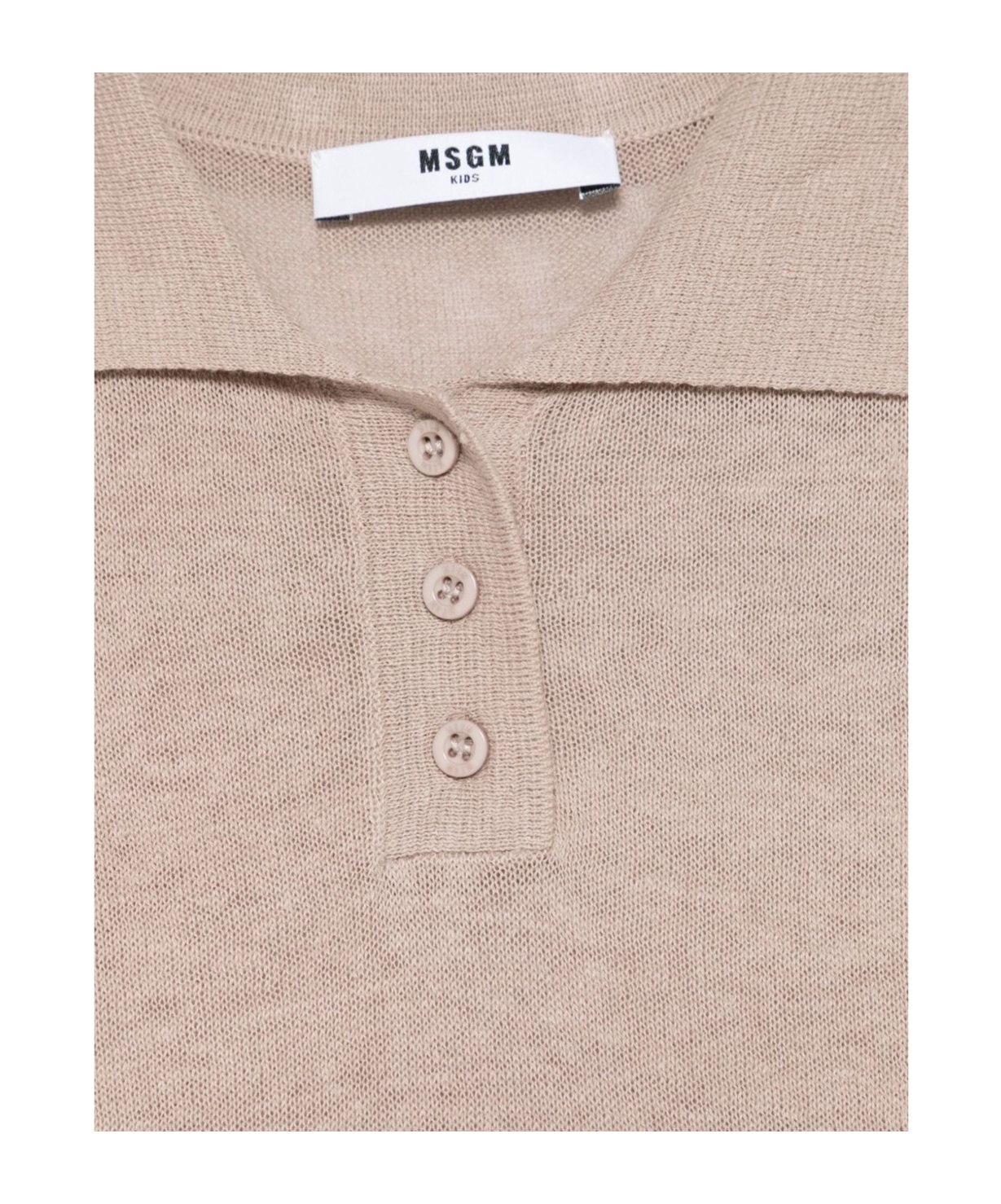 Msgm Short-sleeved Polo Shirt In Nude