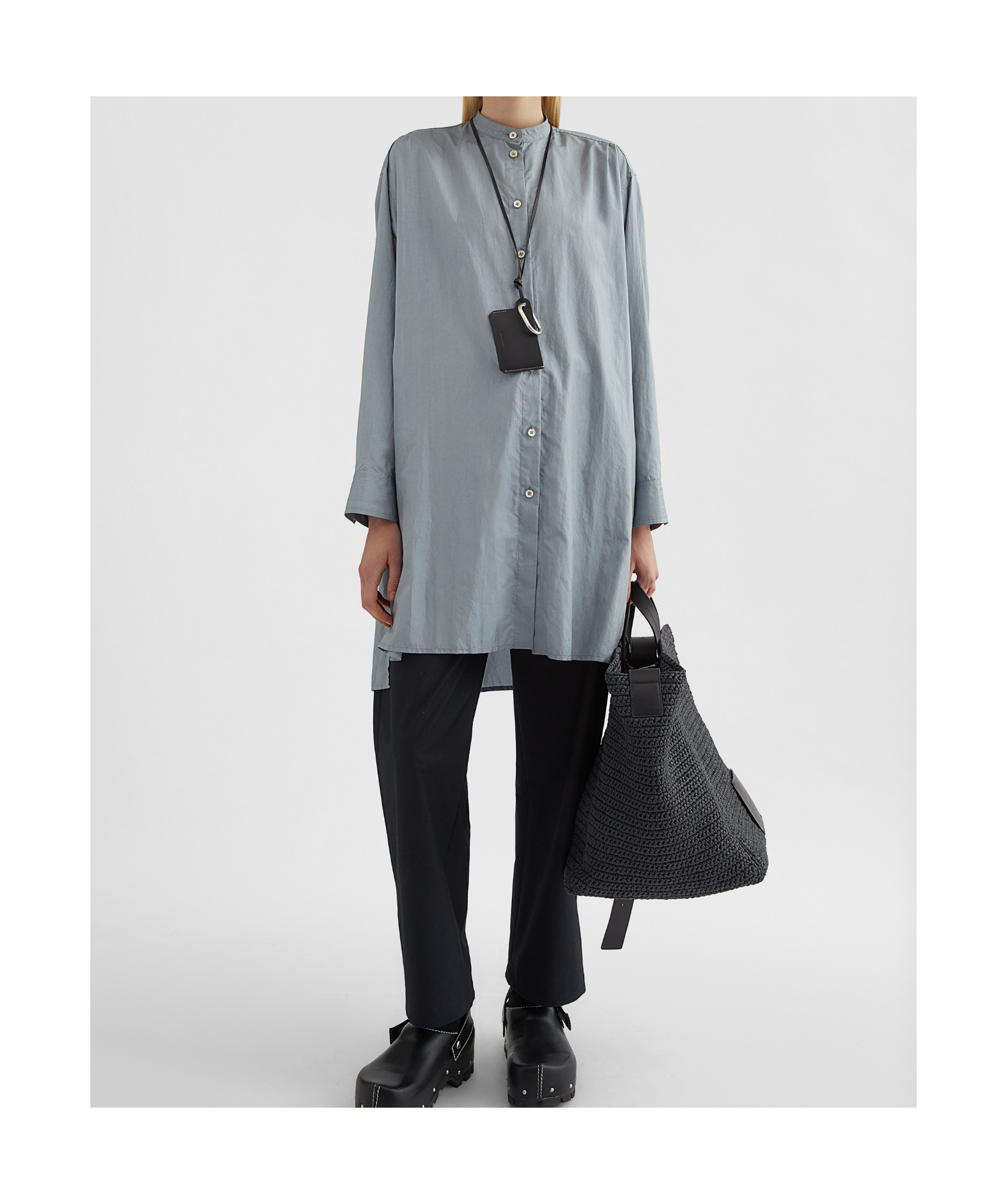 Jil Sander Buttoned Long Shirt In Gray
