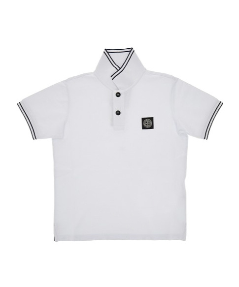 Stone Island Compass-motif Polo Shirt In White