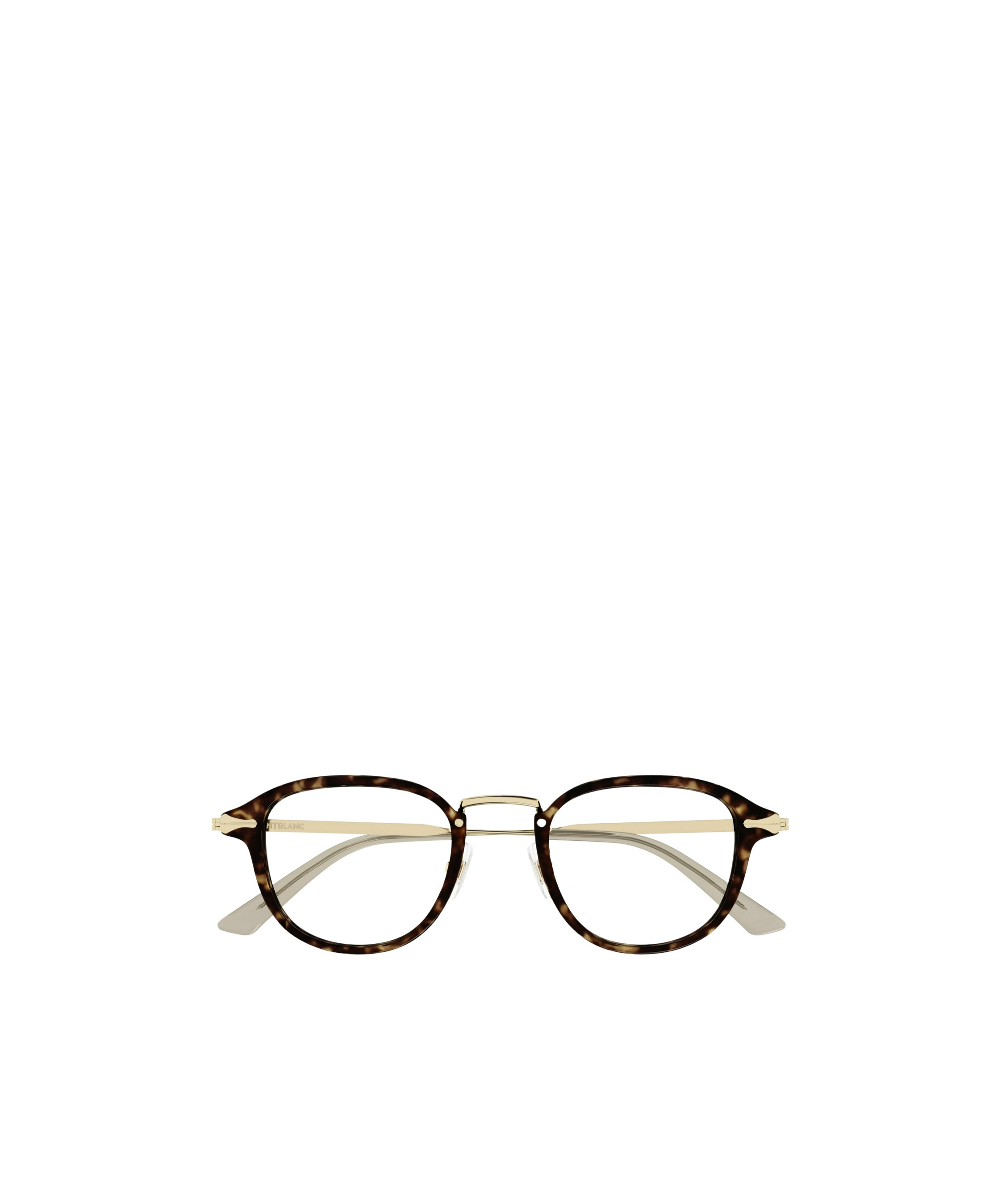 Montblanc Tortoiseshell-effect Round Glasses In Havana Gold Transparent