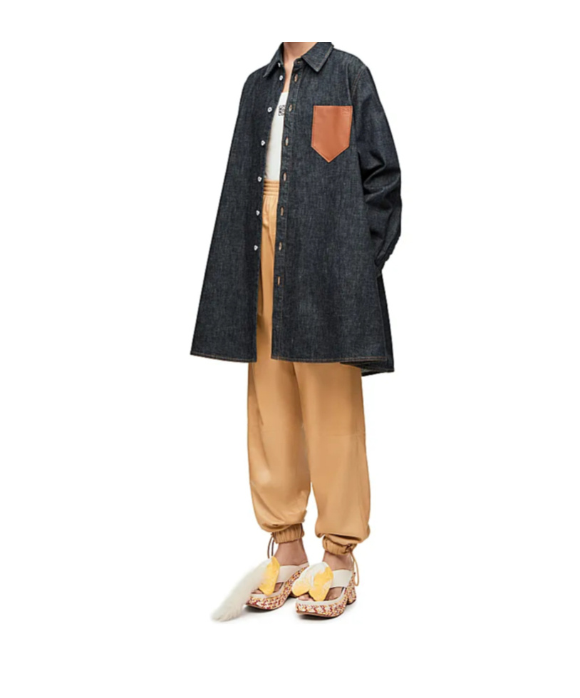 Loewe Long-sleeved Denim Coat In Blue