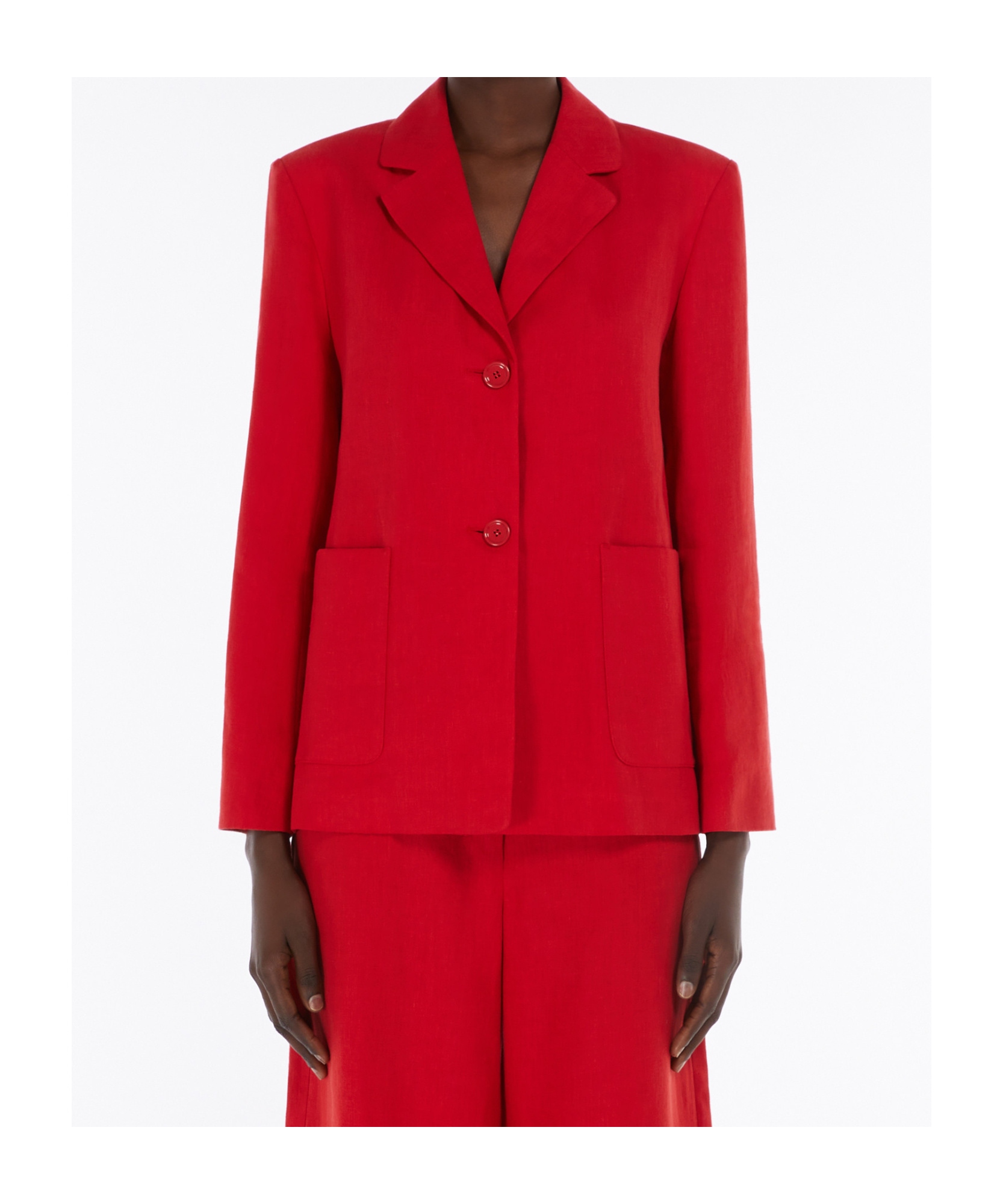 Shop Max Mara Single-breasted Linen Jacket In Red