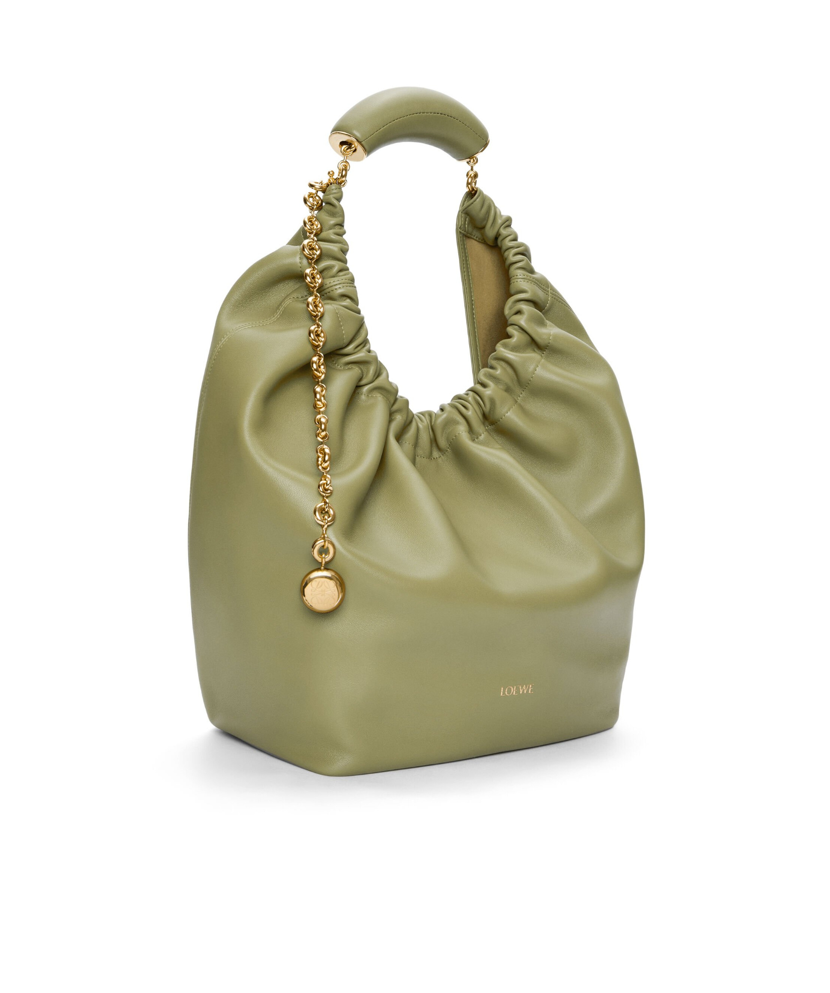 Loewe Womens Squeeze Medium Leather Shoulder Bag In Green