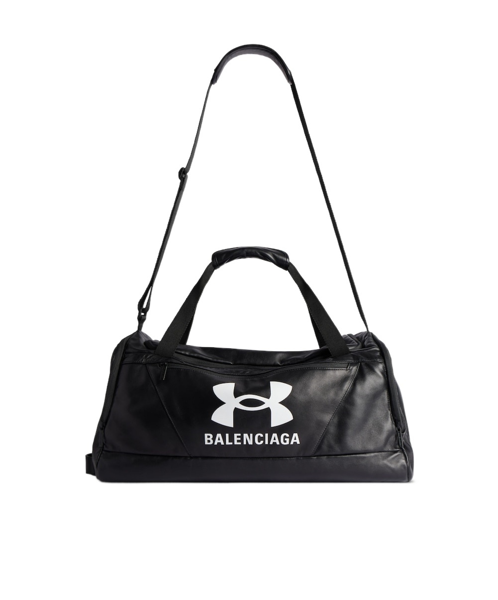 Balenciaga Maxi Logo Leather Duffle Bag In Black