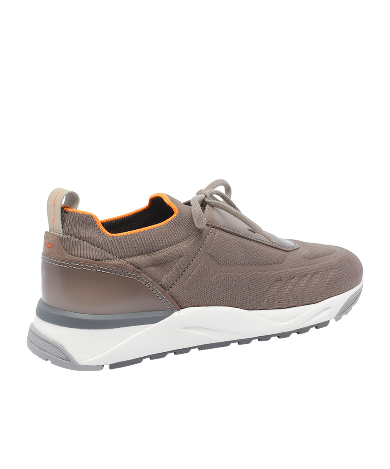 Santoni Knitted Lace-up Sneakers In Brown