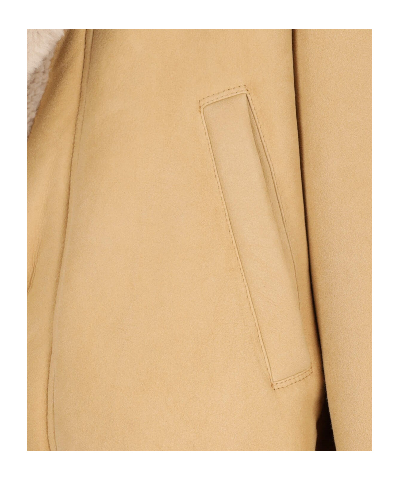 Golden Goose Women's Sheepskin Jacket With A Wide Shearling Shawl Collar In Nude
