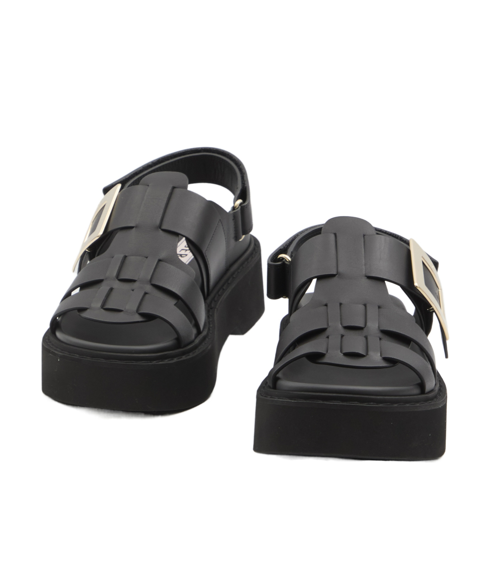 Roger Vivier Viv Rangers Buckled Flat Sandals In Black