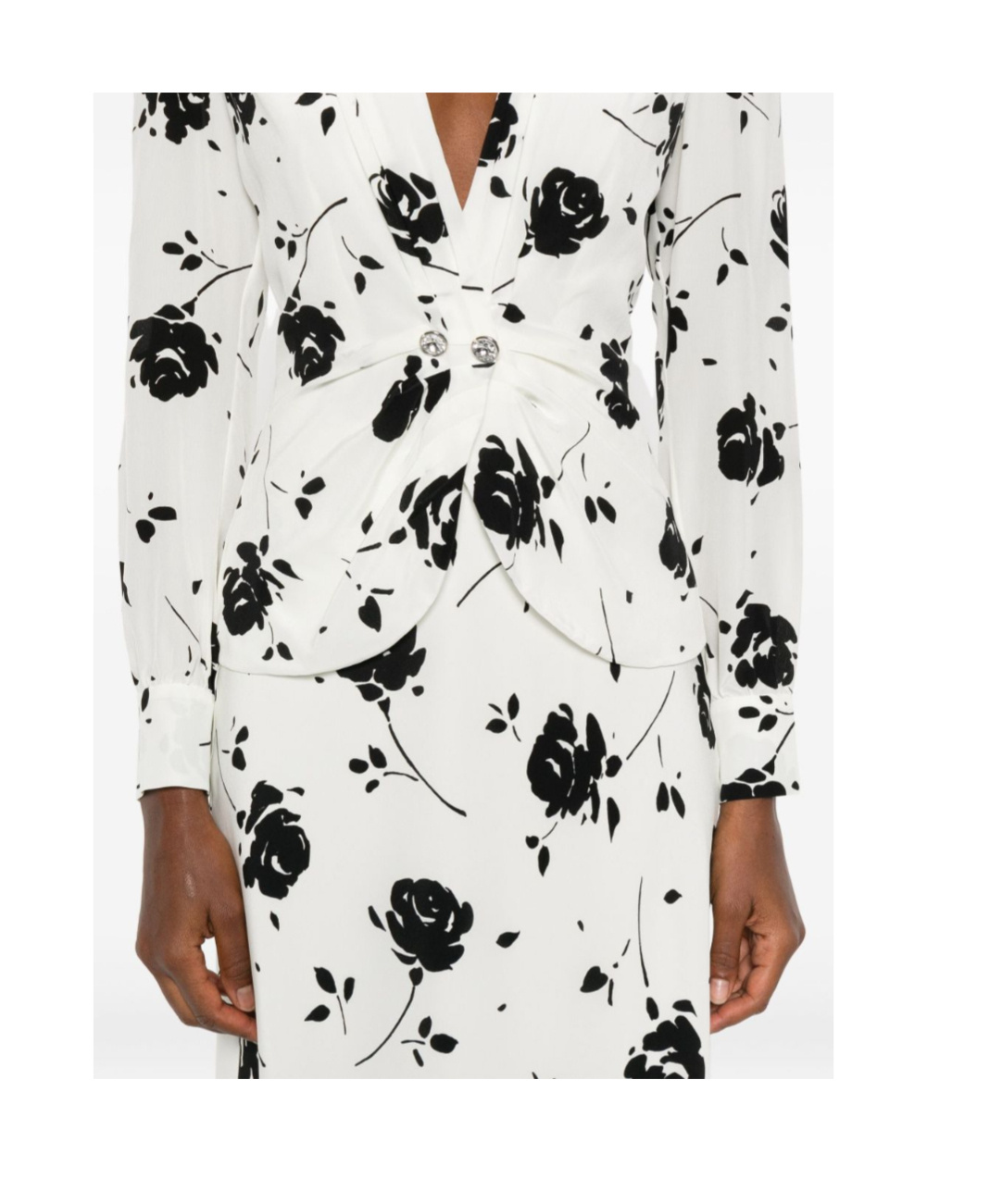 Alessandra Rich Embellished Pleated Floral-print Silk Crepe De Chine Midi Dress In White