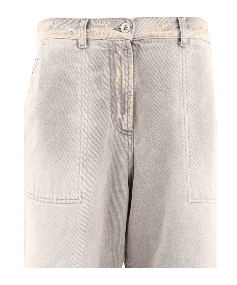 Attico Washed Wide-leg Jeans In White