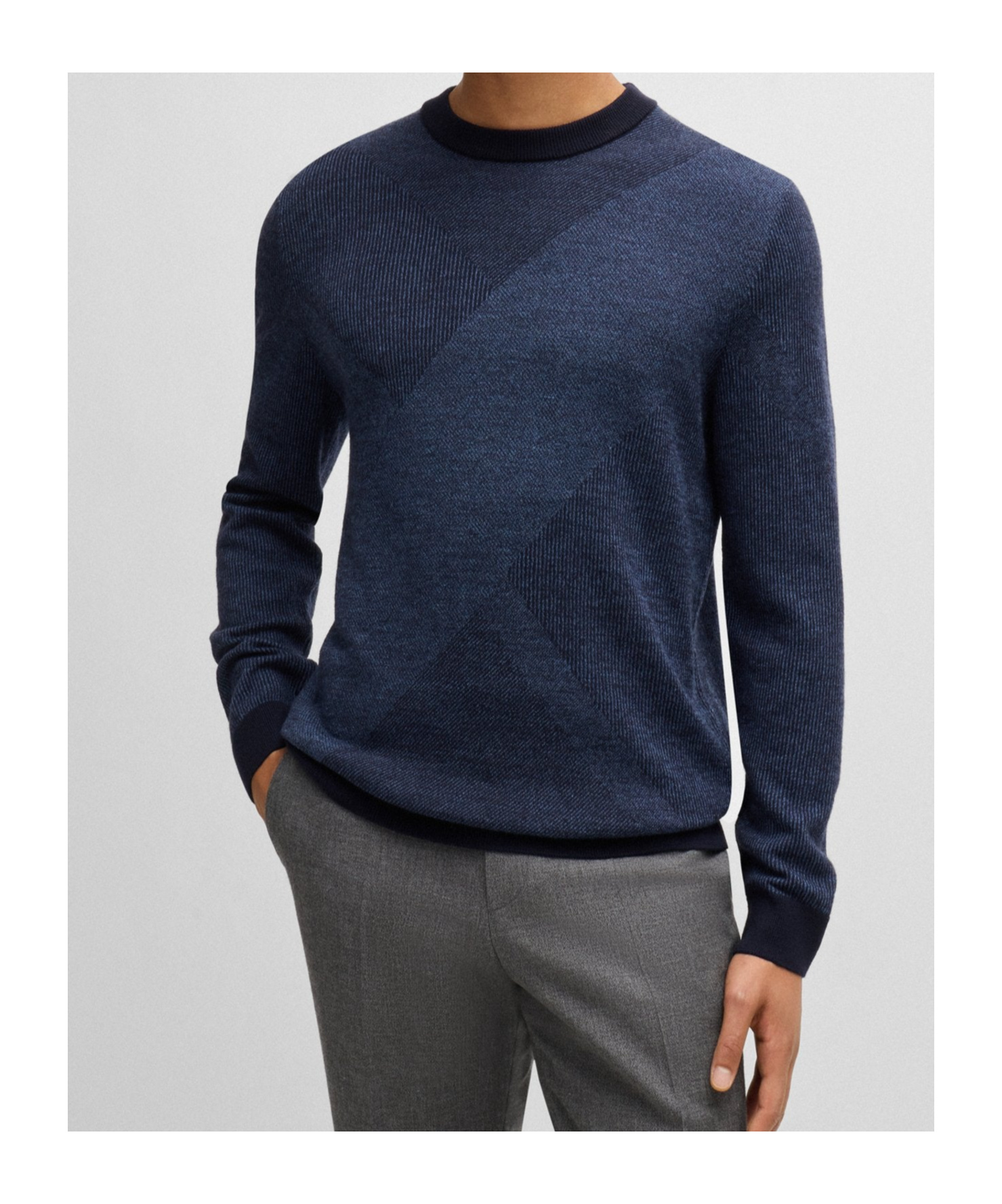 HUGO BOSS TWO-TONE JACQUARD SWEATER