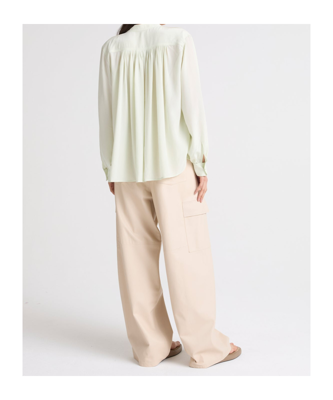 Shop Yves Salomon Pleated Silk Shirt In White
