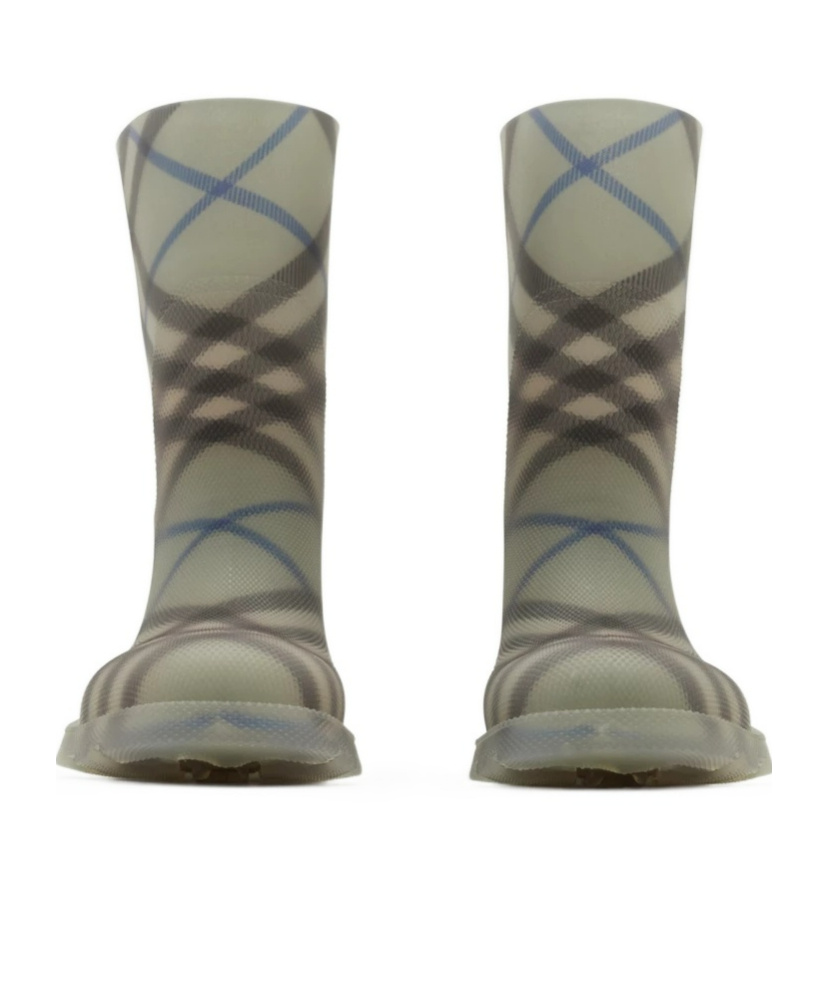 Burberry Marsh Checked Rain Boots In Green