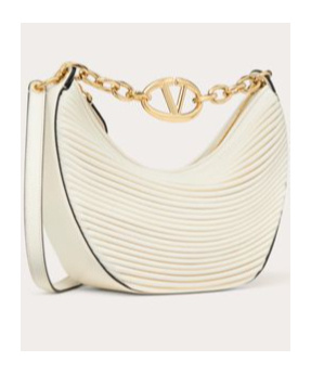 VALENTINO GARAVANI SMALL VLOGO MOON HOBO BAG IN NAPPA LEATHER WITH CHAIN 