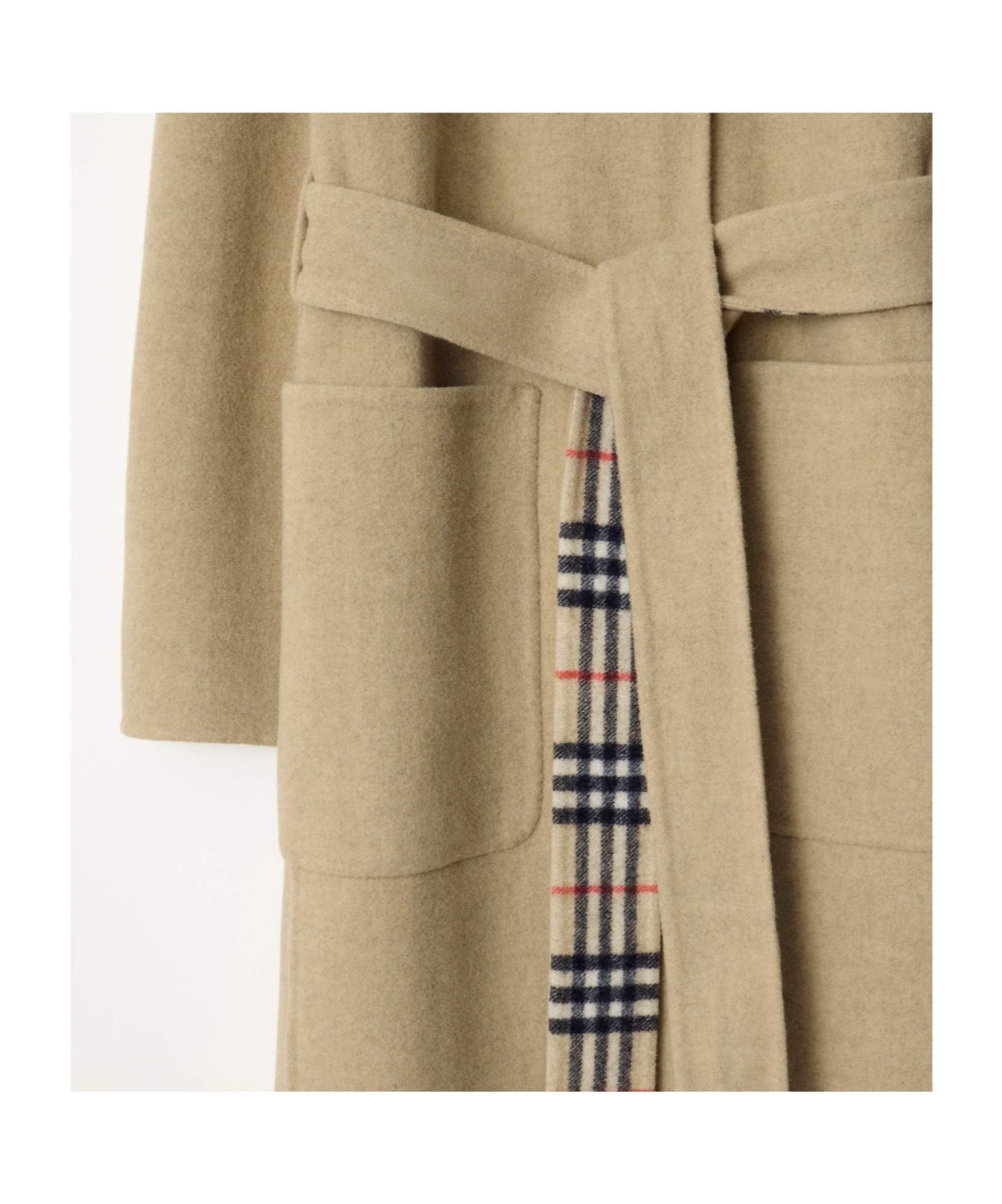 Burberry Reversible Wool Wrap Coat In Brown