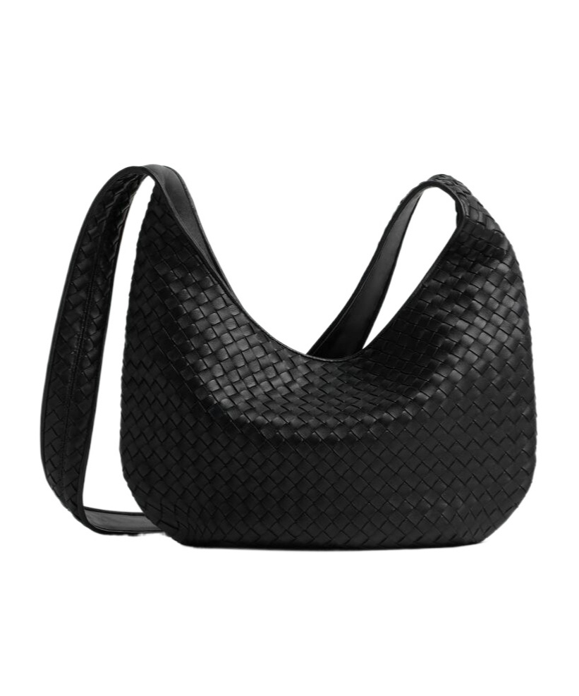 Bottega Veneta Black Crossbody Bag With Top Zip Closure And Intrecciato Motif In Leather Woman In Black