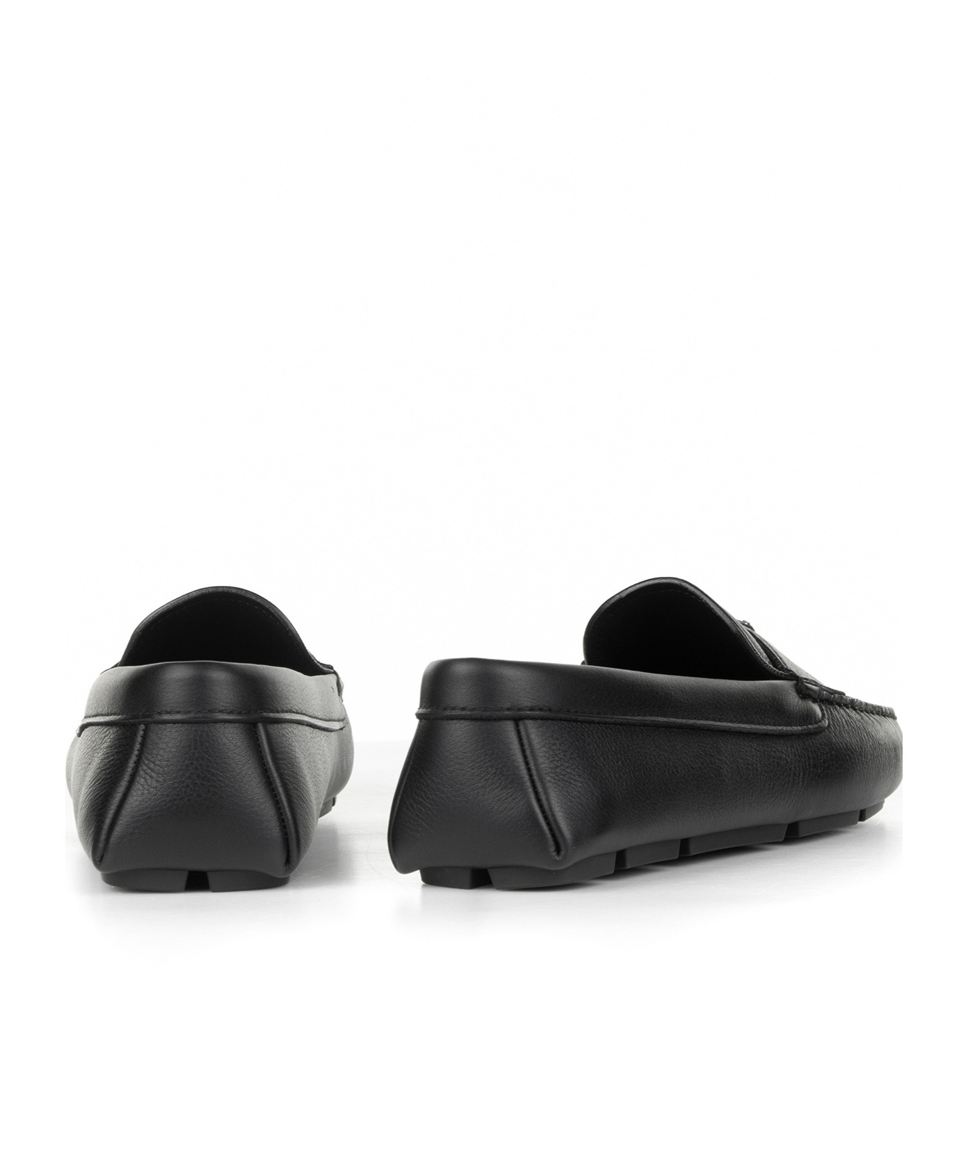Prada Triangle-logo Leather Loafers In Black