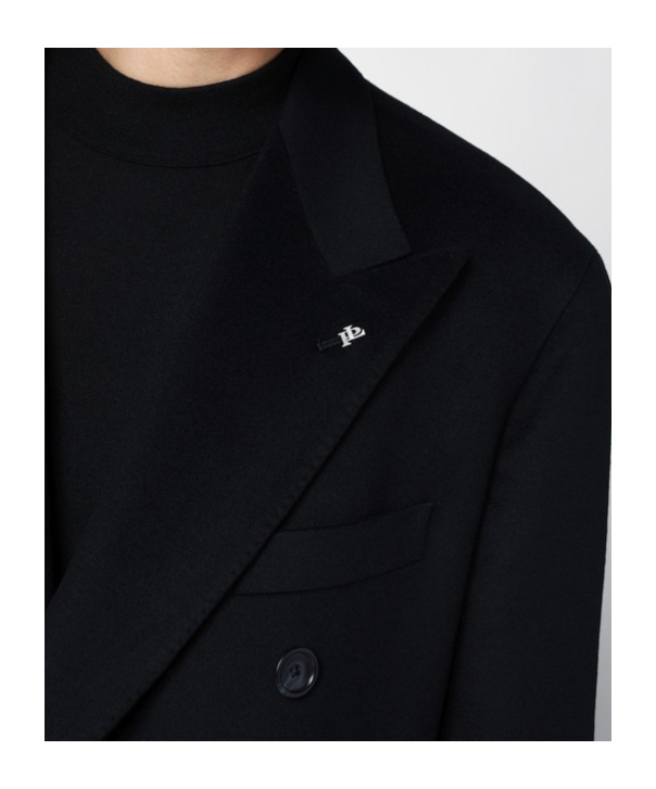 Tagliatore London Double Breasted Coat In Black