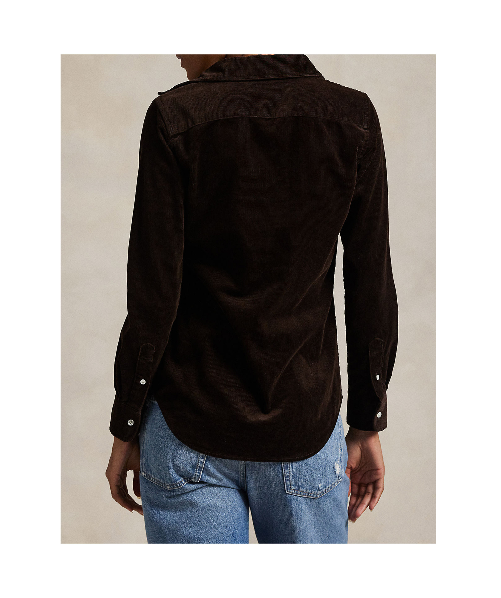 Polo Ralph Lauren Womens Dark Beech Polo-pony Embroidered Cotton-corduroy Shirt In Brown