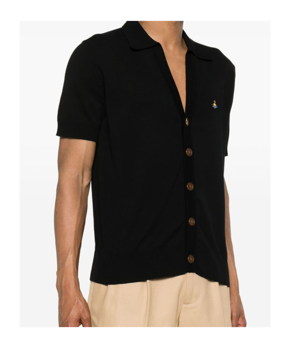 Vivienne Westwood Black Cotton Polo Cardigan