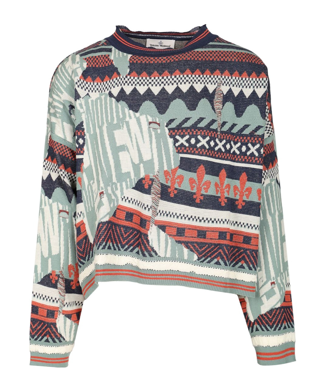 Vivienne Westwood Broken Fair Isle Jumper Linen Wool Blend M/l Unisex In Multi