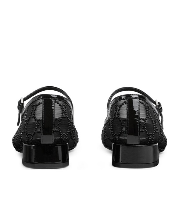 Gucci Embellished Gg Ballerina Flats In Black