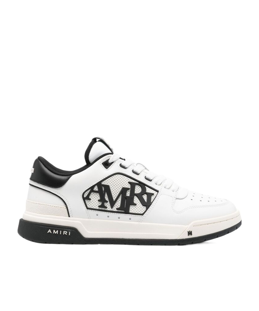 Amiri White Low Top Sneakers With Logo Patch On The Side And Contrasting Heel With Logo Lettering In Leath In White