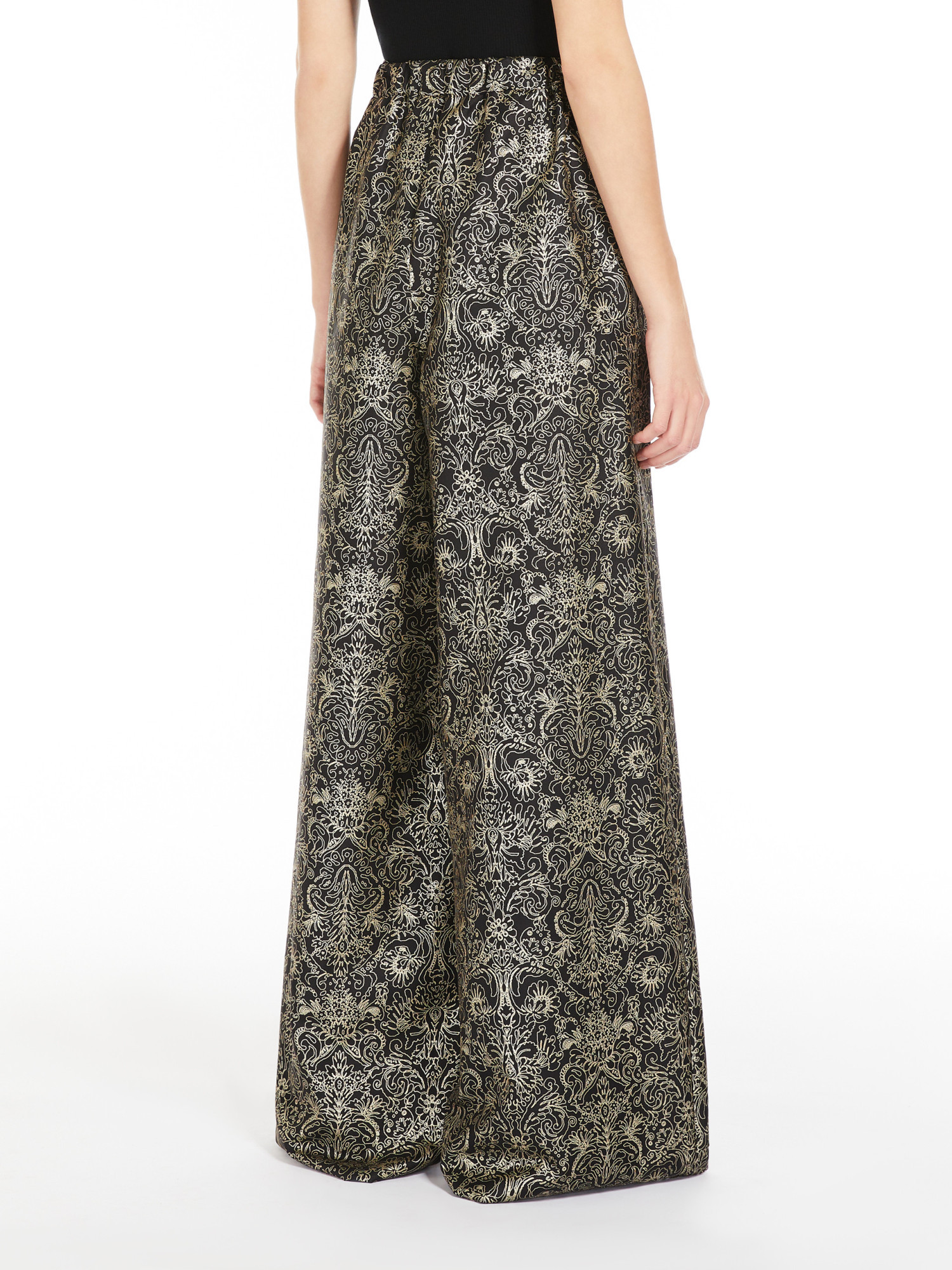 Max Mara Printed Silk Trousers In Black