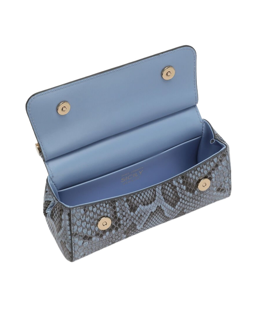 Dolce & Gabbana Dolce Gabbana Small Logo Plaque Embossed Sicily Handbag In Gray