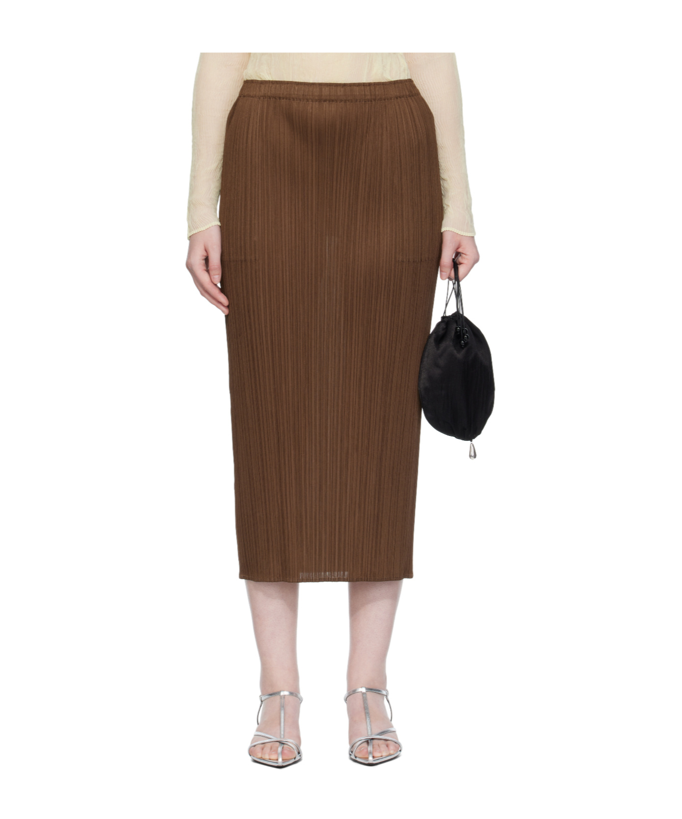 Issey Miyake Brown New Colorful Basics 4 Midi Skirt In Brown