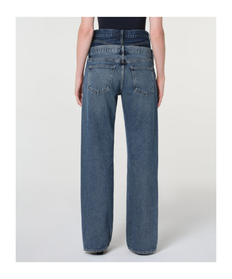 Agolde Elson Layered Straight-leg Jeans In Gray