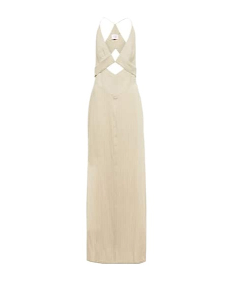 Galvan Isola Linen-blend Halterneck Maxi Dress In Neutral