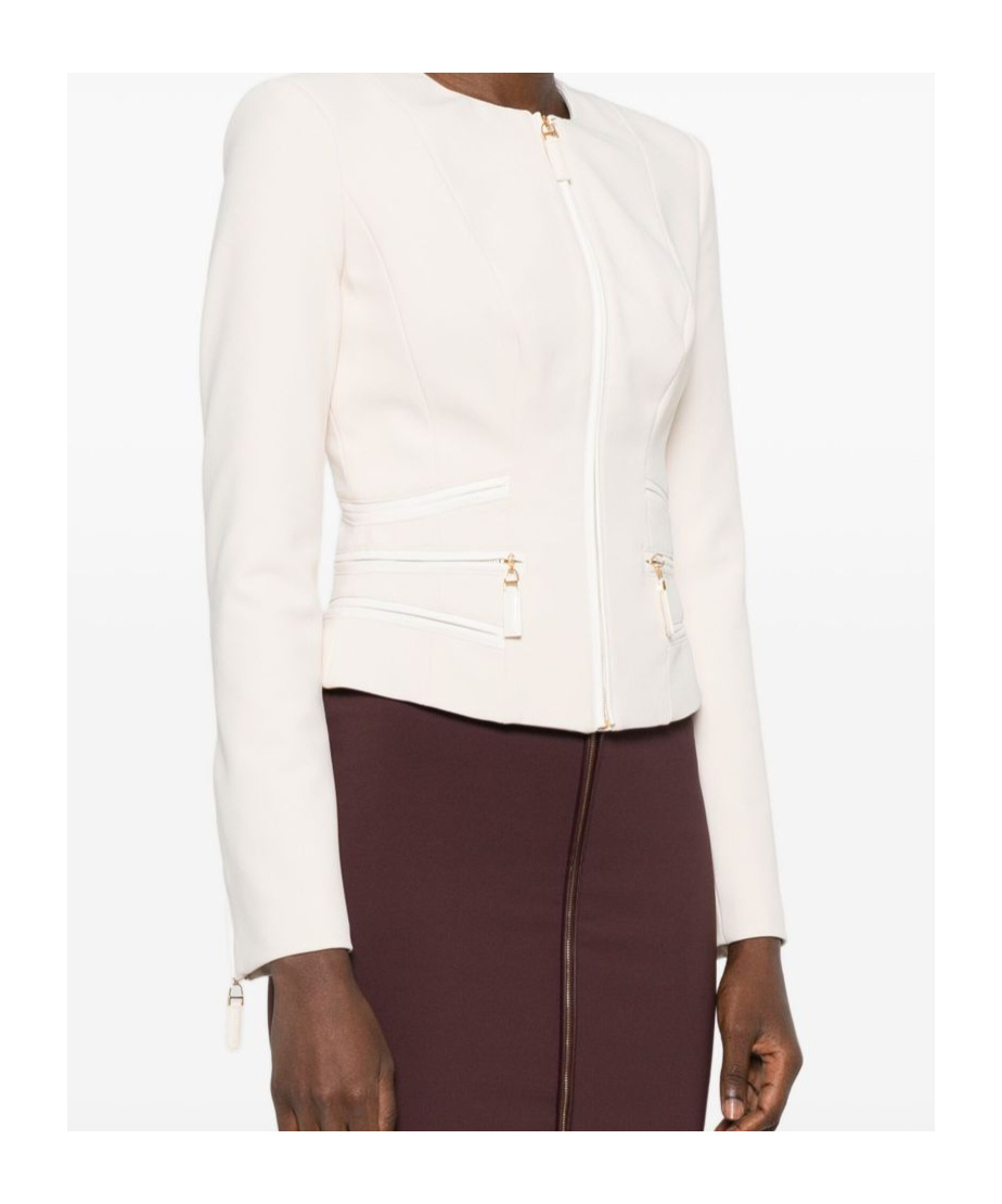 Elisabetta Franchi Chain-trimmed Zip-front Jacket In White