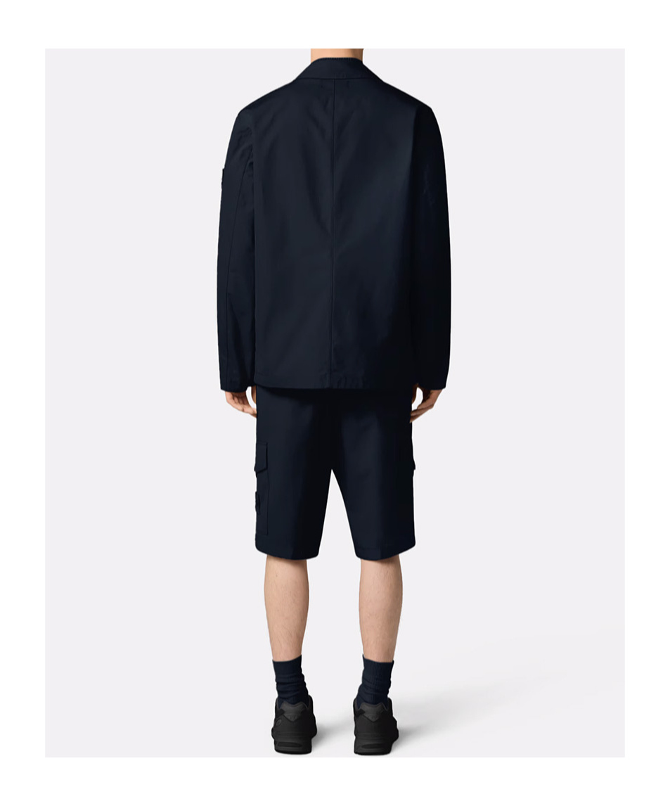 Stone Island Blazer With Natural Weather Barrier And Two-way Zip In Navy Blue