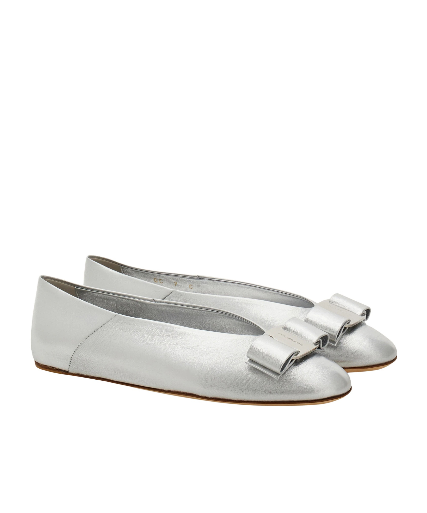 Ferragamo Vara Bow Ballet Flats In Silver