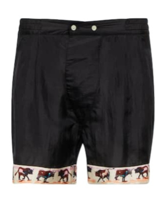 Bode Taureau Printed Silk Boxers In Black