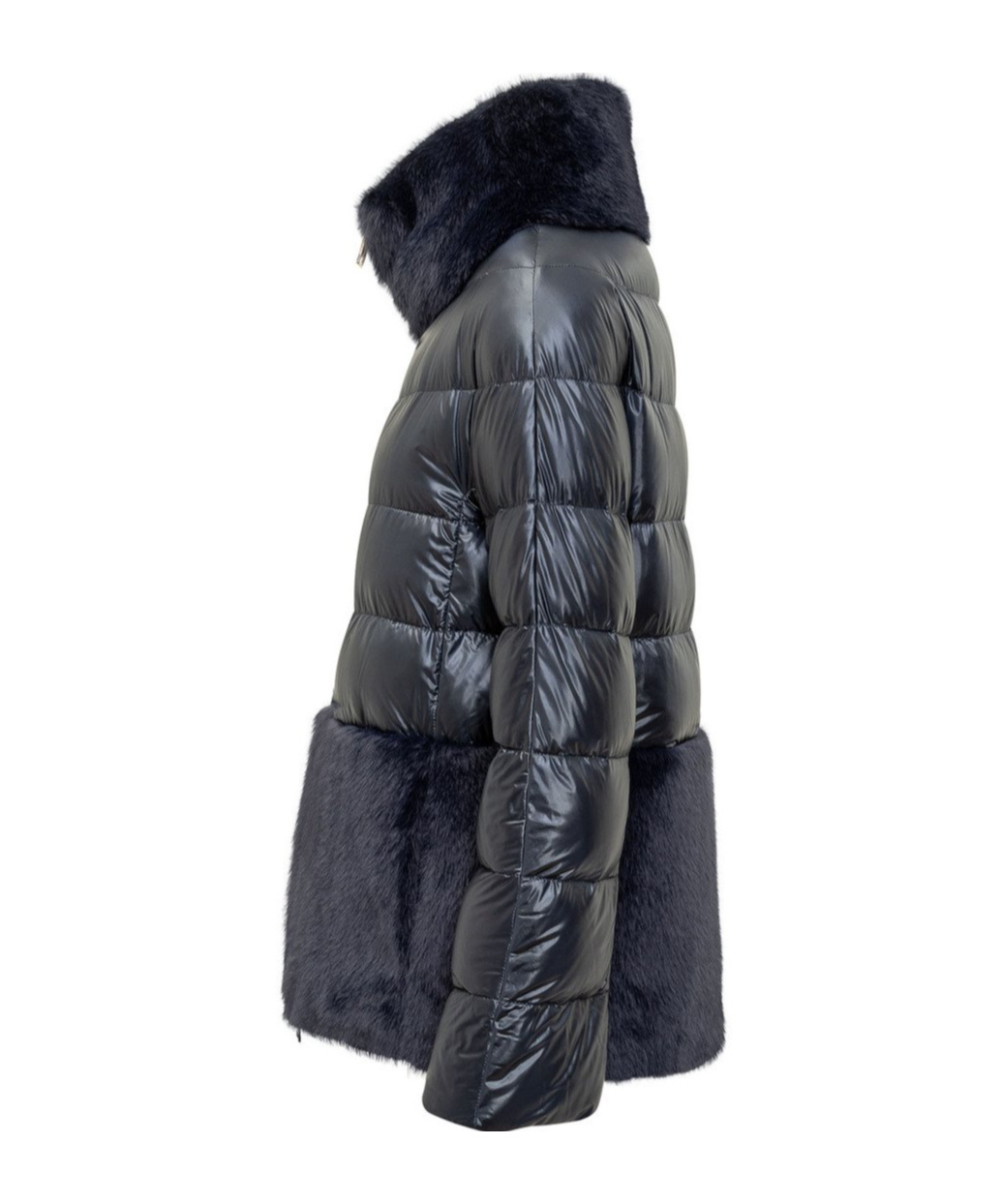 Herno Ultralight Nylon And Lady Alternative Fur Cape Clothing In Black