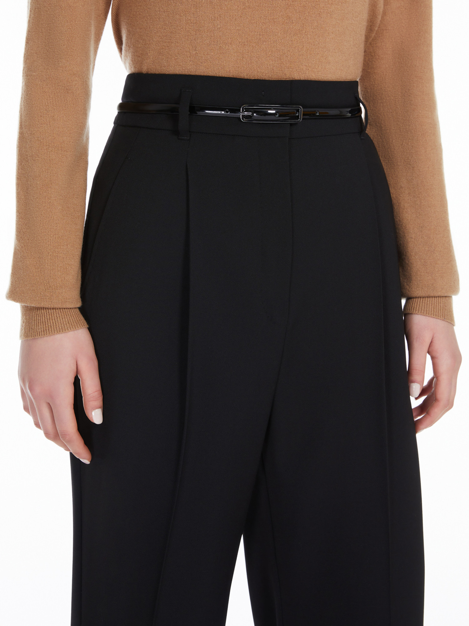 Max Mara Marusca High-waisted Wool Trousers In Black